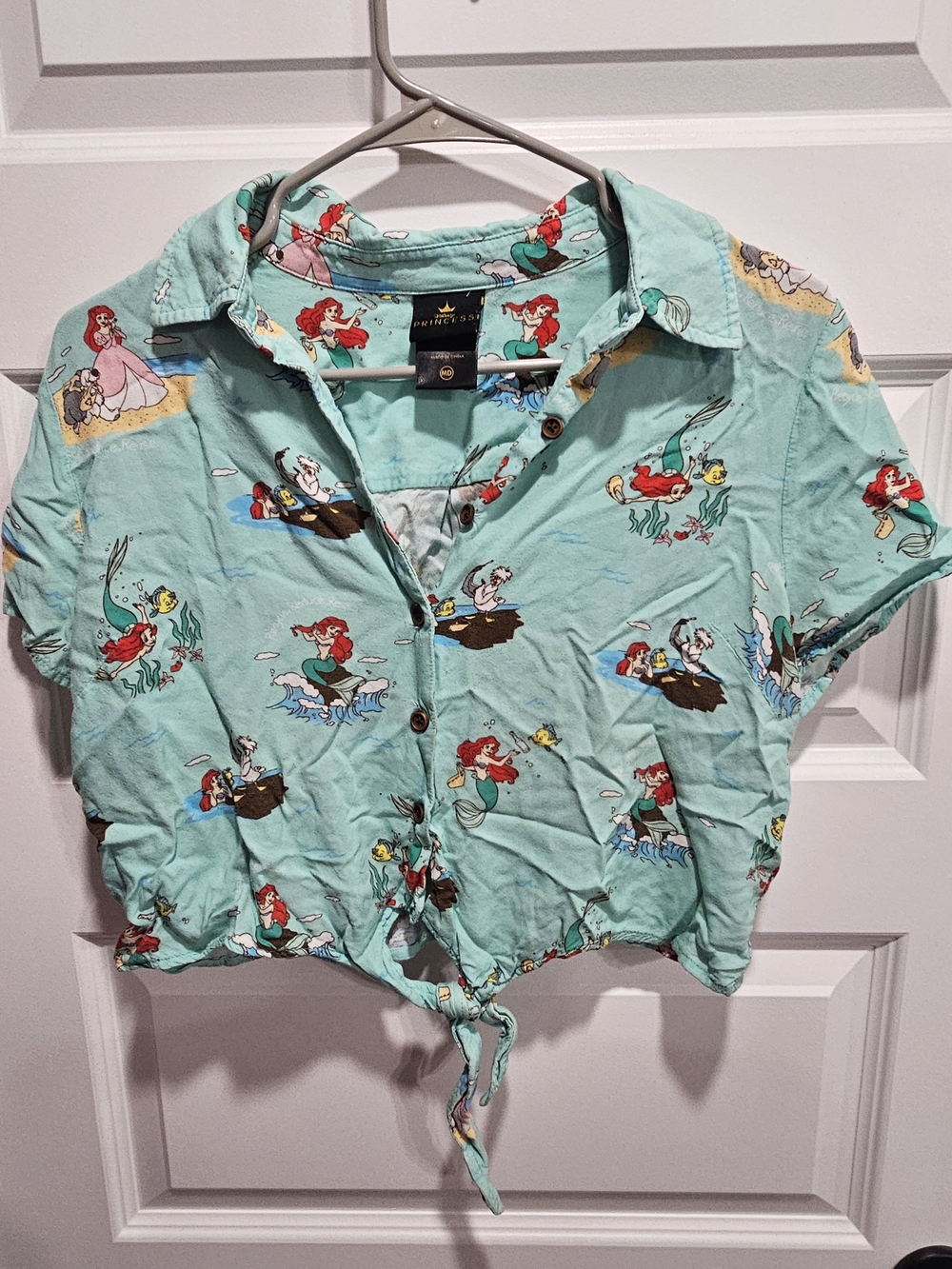 Disney Aqua The Little Mermaid Tie-Front Crop Top